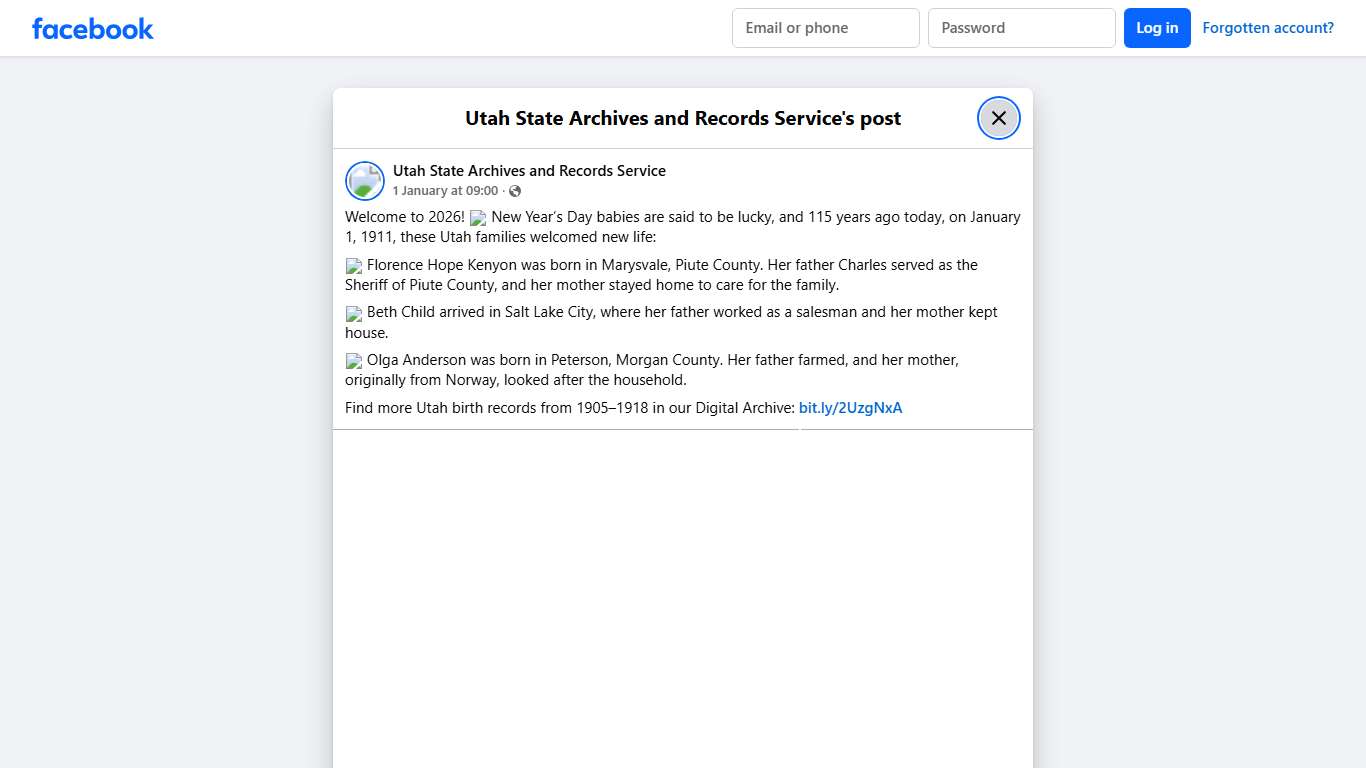 Welcome to 2026!... - Utah State Archives and Records Service Facebook